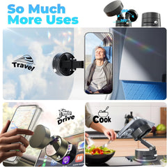 Foldabl Magnetic car Phone Holder for Magsafe, 360° Rotatable Suction Phone Mount, Strong Suction Cup Magnetic Car Phone Holder for iPhone, Samsung, All Smartphones & All Car Models