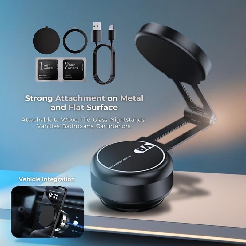 Foldabl Magnetic car Phone Holder for Magsafe, 360° Rotatable Suction Phone Mount, Strong Suction Cup Magnetic Car Phone Holder for iPhone, Samsung, All Smartphones & All Car Models